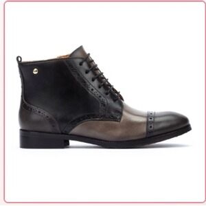 Pikolinos Royal W4D Lead Black Leather Brogue Ankle Boots W4D-8717C3 Women's 8.5